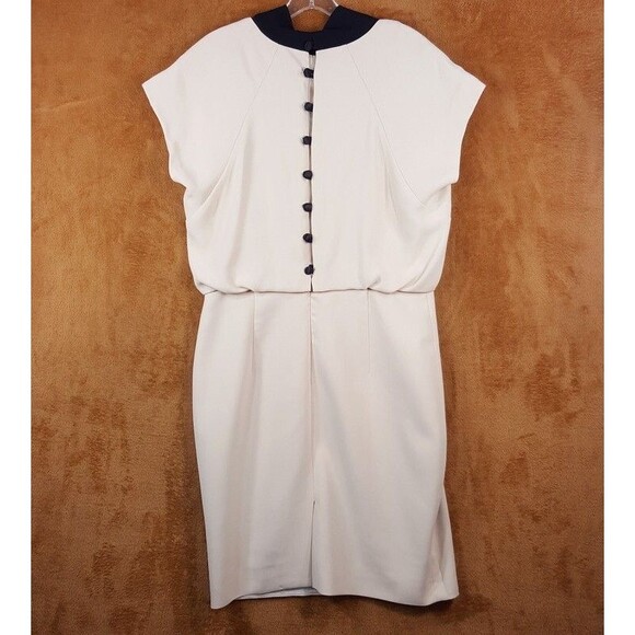 RACHEL ROY Dress Womens Size 12 Cream Tie Neck Blouson Shift Button Back - Picture 4 of 9